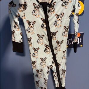 Adorable Blue Dog Print bamboo pjs